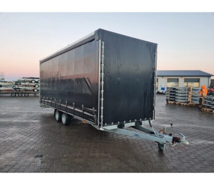 Remorque porte-voitures 620 x 210 x 240 cm avec rideaux coulissants sur 2 côtés, poids total autorisé en charge jusqu'à 3 500 kg, transporteur universel