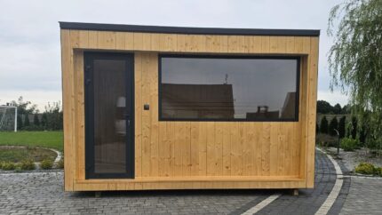 Sauna modulable de 10 m² avec espace de repos,